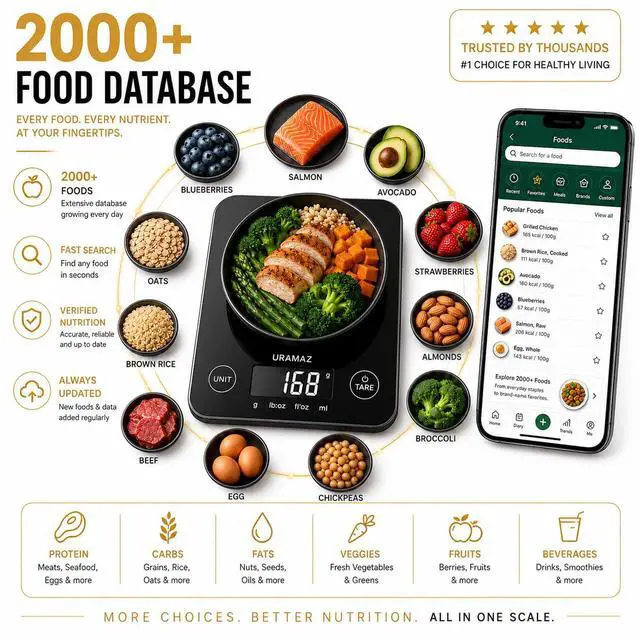 Alt view image 3 of 7 - Smart Food Scale with Nutritional Calculator, Digital Kitchen Scale with Bluetooth App for Weight Loss, Food Weight Scale for Diet, Keto, Macro, Calories Counting, Tracking, 11lb