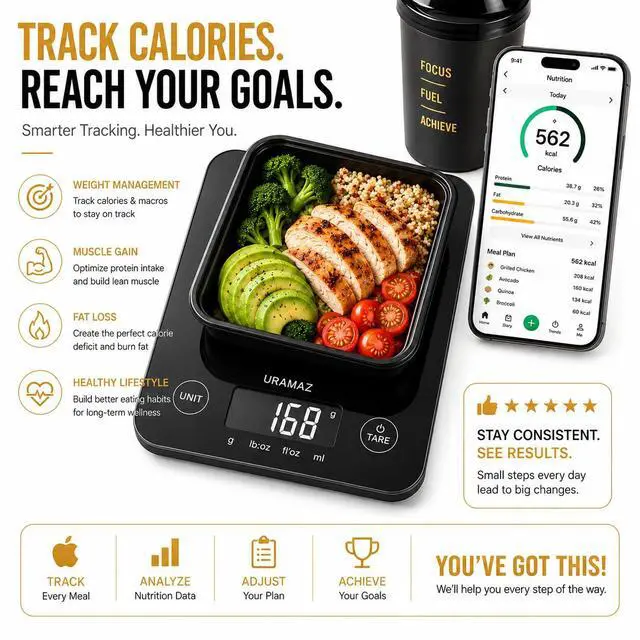 Alt view image 5 of 7 - Smart Food Scale with Nutritional Calculator, Digital Kitchen Scale with Bluetooth App for Weight Loss, Food Weight Scale for Diet, Keto, Macro, Calories Counting, Tracking, 11lb