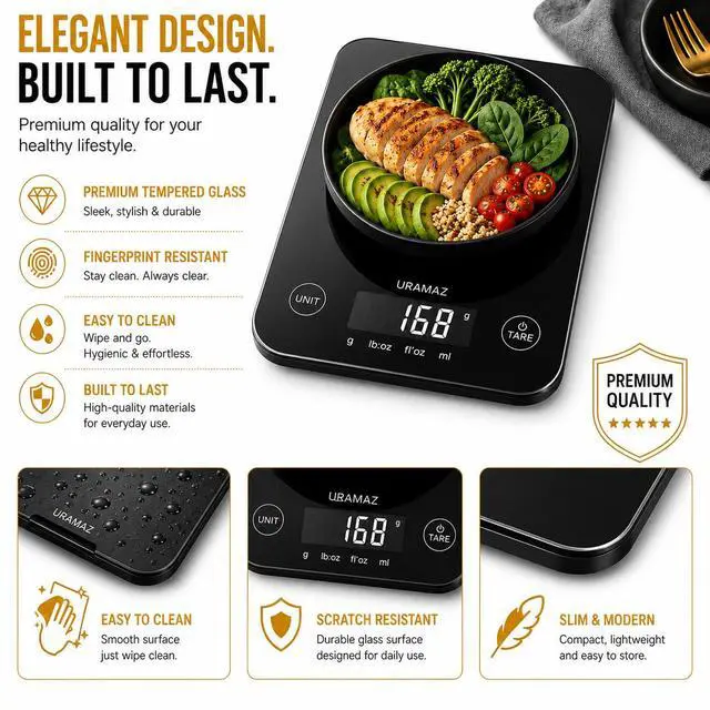 Alt view image 7 of 7 - Smart Food Scale with Nutritional Calculator, Digital Kitchen Scale with Bluetooth App for Weight Loss, Food Weight Scale for Diet, Keto, Macro, Calories Counting, Tracking, 11lb