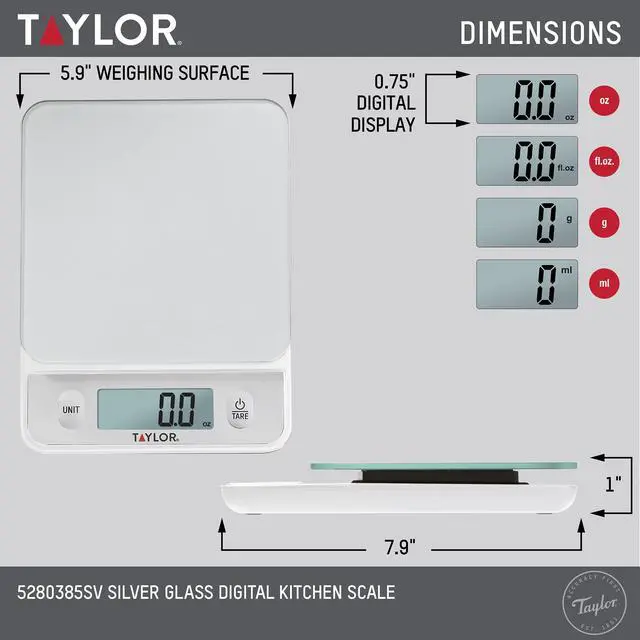 Alt view image 2 of 7 - Glass Top Food Scale with Touch Controls, 11 lb Capacity, Sleek Silver Design, Accurate and Easy-to-Use Scale for Cooking and Baking