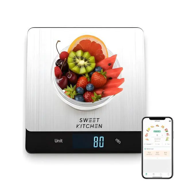 Main image of Smart Food Scale for Kitchen,Digital Food Scale with Nutritional Calculator, 24 Nutrients Tracking for Weight Loss, Connect to Smartphone App Android and iOS, Stainless Steel 11lb max