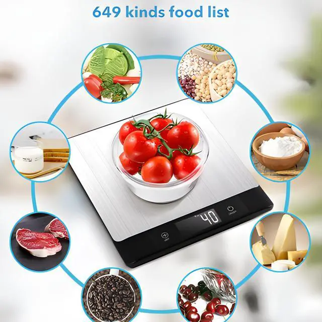 Alt view image 2 of 7 - Smart Food Scale for Kitchen,Digital Food Scale with Nutritional Calculator, 24 Nutrients Tracking for Weight Loss, Connect to Smartphone App Android and iOS, Stainless Steel 11lb max