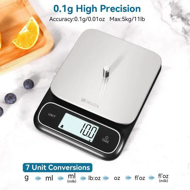 Alt view image 2 of 7 - Waterproof IPX6 Kitchen Scale with 0.1 g/0.01 oz High Precision