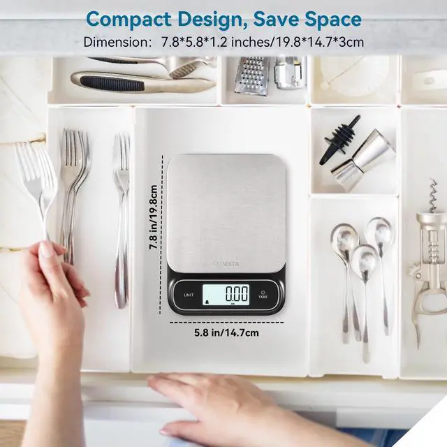Alt view image 4 of 7 - Waterproof IPX6 Kitchen Scale with 0.1 g/0.01 oz High Precision