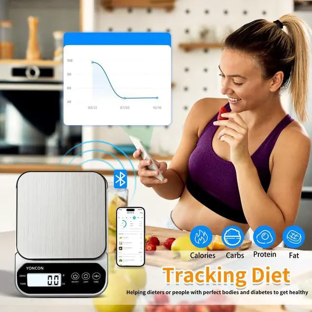 Alt view image 2 of 7 - Smart Food Scale Digital Weight Grams and Oz, 3kg/0.1g Kitchen Scale for Weight Loss, Cooking, Baking, Super Accurate, Easy to Clean and Store, Tare Function (Batteries Included)