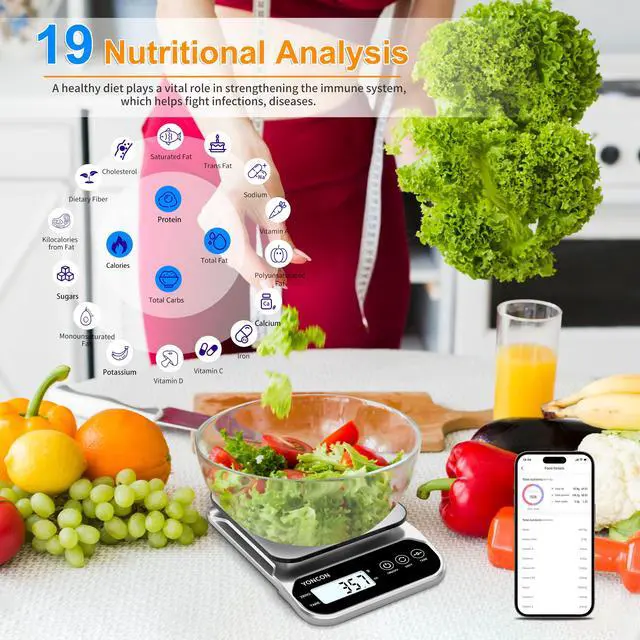 Alt view image 4 of 7 - Smart Food Scale Digital Weight Grams and Oz, 3kg/0.1g Kitchen Scale for Weight Loss, Cooking, Baking, Super Accurate, Easy to Clean and Store, Tare Function (Batteries Included)