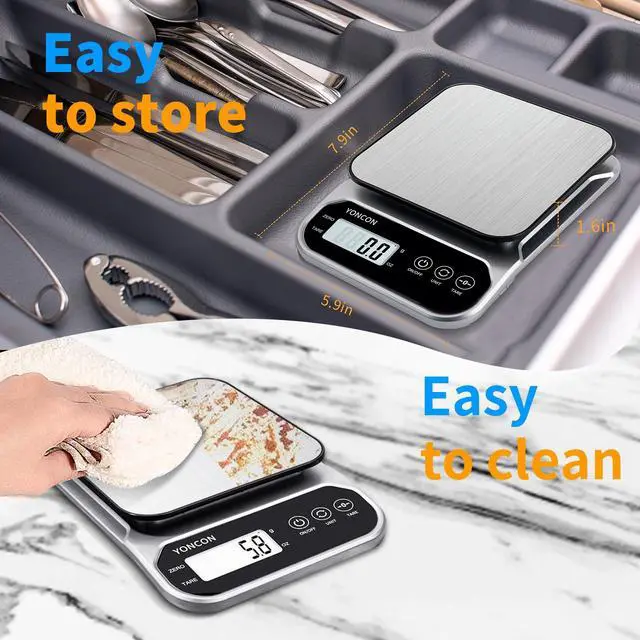 Alt view image 7 of 7 - Smart Food Scale Digital Weight Grams and Oz, 3kg/0.1g Kitchen Scale for Weight Loss, Cooking, Baking, Super Accurate, Easy to Clean and Store, Tare Function (Batteries Included)