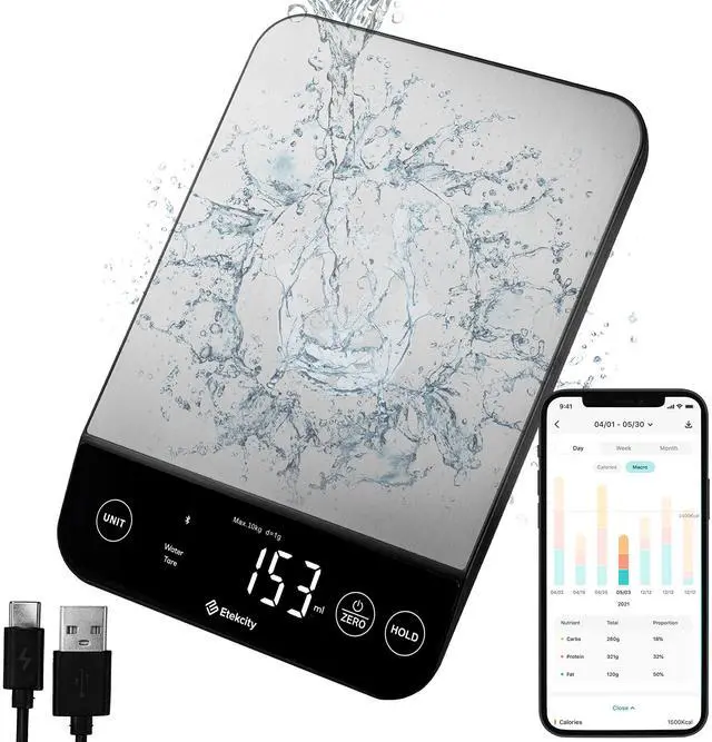 Main image of 22lb Food Nutrition Scale, Smart Calorie Calculator, Waterproof