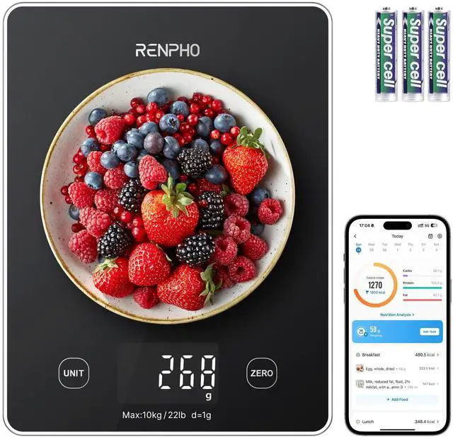 Main image of Smart Food Scale with Nutritional Calculator, Bluetooth App, Black