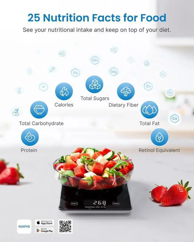 Alt view image 2 of 7 - Smart Food Scale with Nutritional Calculator, Bluetooth App, Black