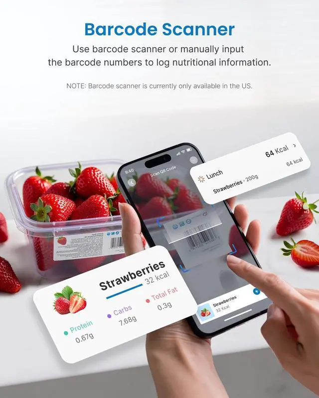 Alt view image 4 of 7 - Smart Food Scale with Nutritional Calculator, Bluetooth App, Black