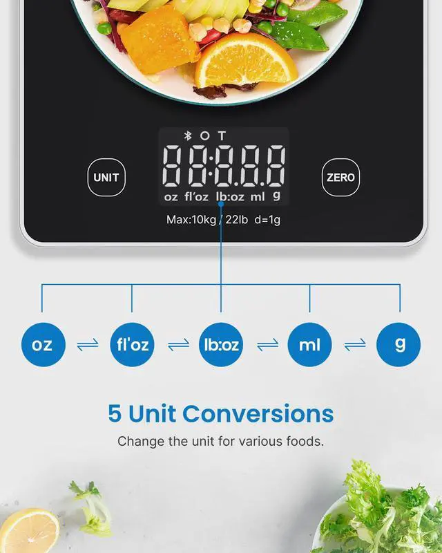 Alt view image 6 of 7 - Smart Food Scale with Nutritional Calculator, Bluetooth App, Black