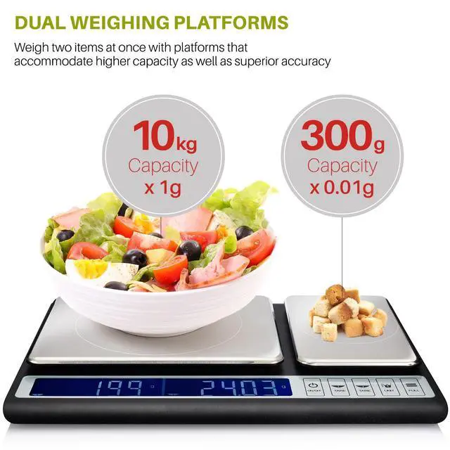 Alt view image 2 of 7 - Dual Platform Digital Kitchen Scale Stainless Steel Culinary Kitchen Scale 10 kilograms x 0.01 Grams High Precision Digital Food Scale Tare Function LCD w/Backlit for Baking Cooking Food