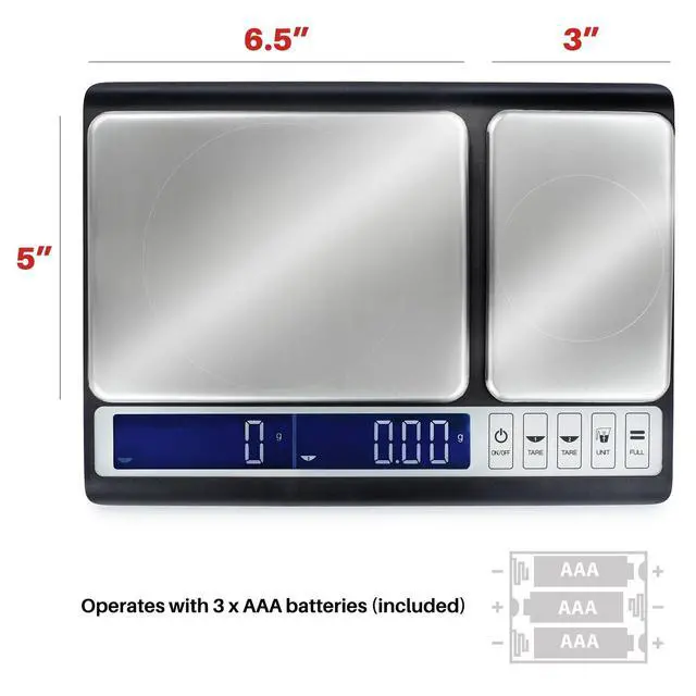 Alt view image 7 of 7 - Dual Platform Digital Kitchen Scale Stainless Steel Culinary Kitchen Scale 10 kilograms x 0.01 Grams High Precision Digital Food Scale Tare Function LCD w/Backlit for Baking Cooking Food