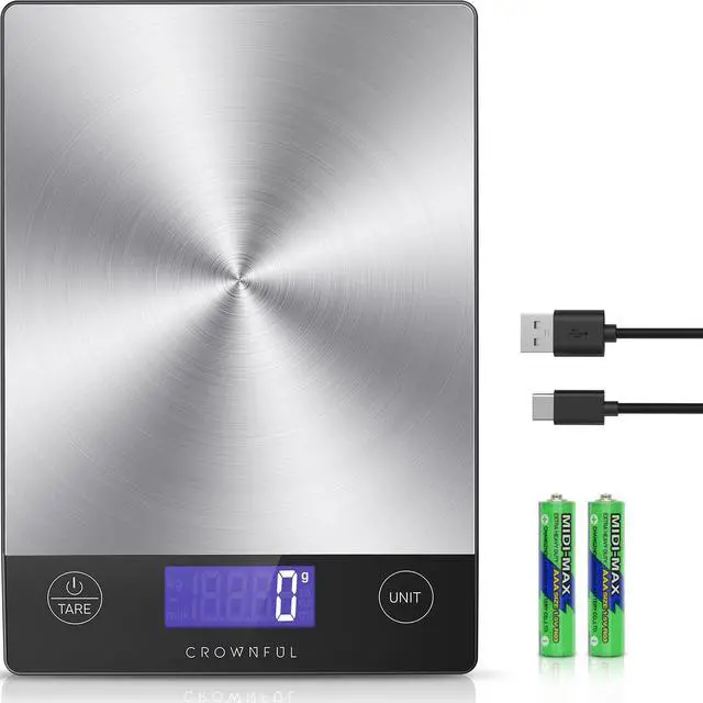 Main image of Food Scale, 33lb Rechargeable 304 Stainless Steel Digital Kitchen Scale Weight Grams and Ounces with LCD Display and Type-C Charging for Meal Prep, Baking and Cooking