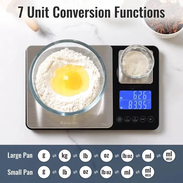 Alt view image 3 of 7 - Dual Platform Digital Kitchen Food Scale, 0.001oz/33lb
