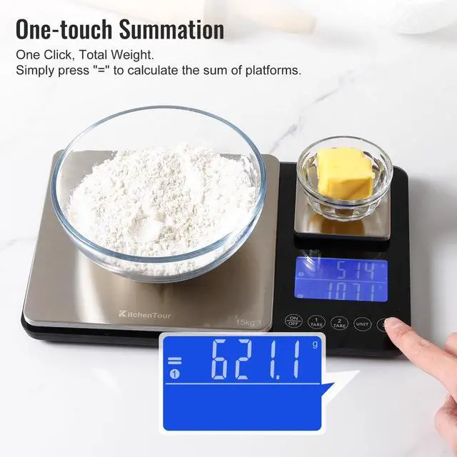 Alt view image 4 of 7 - Dual Platform Digital Kitchen Food Scale, 0.001oz/33lb