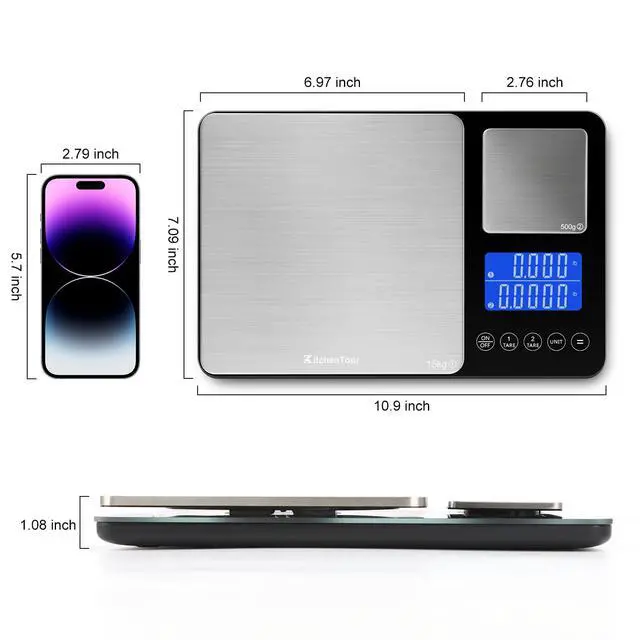Alt view image 7 of 7 - Dual Platform Digital Kitchen Food Scale, 0.001oz/33lb