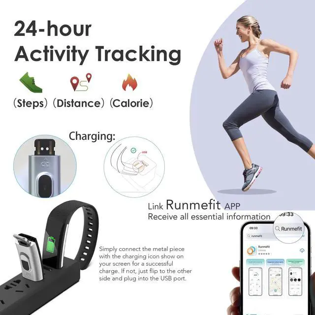 Alt view image 3 of 7 - Fitness Tracker for Men and Women, Slim Smart Bracelet with Heart Rate, Sleep & Step Counter, Calorie, Multi Sports Modes, Waterproof Pedometer Activity Tracker Watch for Parents (Black)