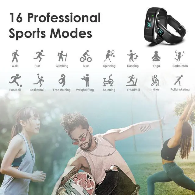 Alt view image 4 of 7 - Fitness Tracker for Men and Women, Slim Smart Bracelet with Heart Rate, Sleep & Step Counter, Calorie, Multi Sports Modes, Waterproof Pedometer Activity Tracker Watch for Parents (Black)