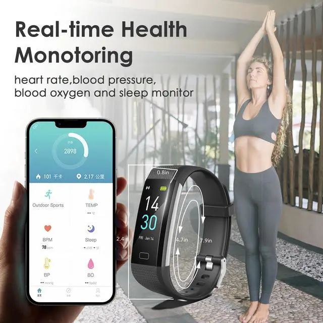 Alt view image 5 of 7 - Fitness Tracker for Men and Women, Slim Smart Bracelet with Heart Rate, Sleep & Step Counter, Calorie, Multi Sports Modes, Waterproof Pedometer Activity Tracker Watch for Parents (Black)