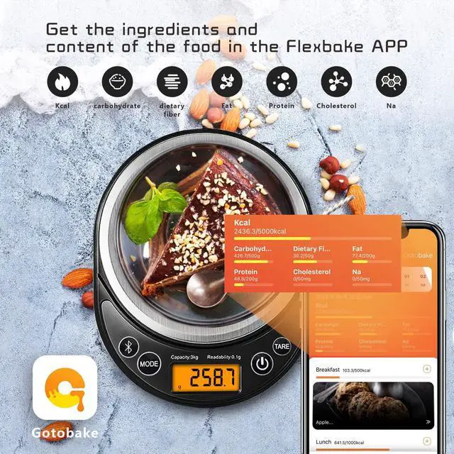 Alt view image 3 of 7 - Smart Digital Food Scale Grams and Ounces Kitchen Scale 0.1g/3kg