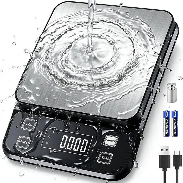 Main image of IPX7 Waterproof Food Scale 0.1g Precision Kitchen Scale, 10kg/22lb Digital Food Scale USB Rechargeable, Backlight Gram Scale Stainless Steel & Washable Digital Scale for Cooking, Baking,Weight Loss