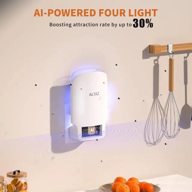 Alt view image 4 of 7 - Fly Trap Indoor Plug in Electric Bug Zapper with Six Light - Free Flying Insect Traps - Silent, Pet Safe & Mess - Gnat Catcher & Fruit Fly Killer(1 Device + 1 Refill)