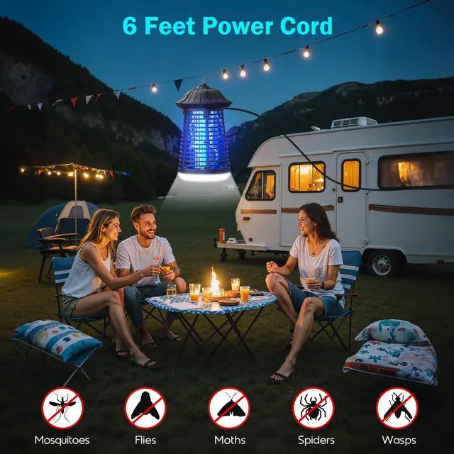 Alt view image 2 of 7 - Bug Zapper Indoor Outdoor with LED Light, Mosquito Killer Lantern, Electronic Fly Trap Insect Killer for Home, Backyard, Patio, Garden