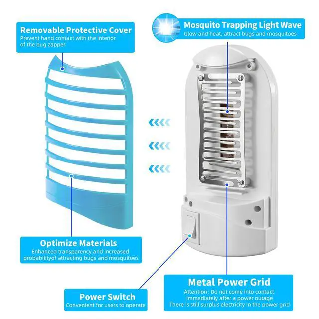 Alt view image 2 of 4 - 2026 Plug in Bug Zapper 6 PCS,Electronic Mosquito Zapper Indoor Bug Zapper Plug in for Flying Insect Automatic Mosquito Trap Mosquito Light with Purple Led Light for Patio, Bedroom, Kitchen, Office