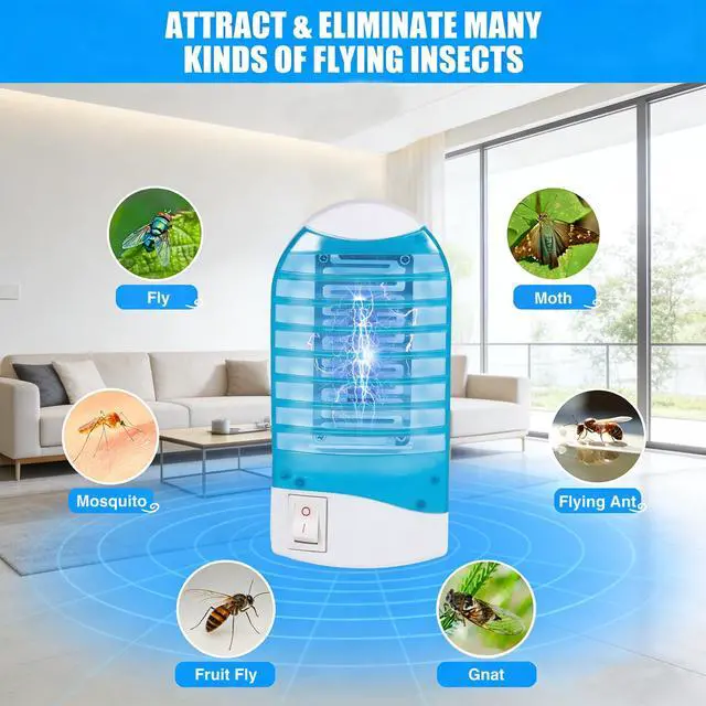 Alt view image 3 of 4 - 2026 Plug in Bug Zapper 6 PCS,Electronic Mosquito Zapper Indoor Bug Zapper Plug in for Flying Insect Automatic Mosquito Trap Mosquito Light with Purple Led Light for Patio, Bedroom, Kitchen, Office