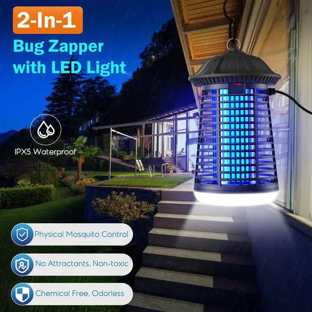 Alt view image 3 of 7 - Bug Zapper Indoor Outdoor with LED Light, Mosquito Killer Lantern, Electronic Fly Trap Insect Killer for Home, Backyard, Patio, Garden