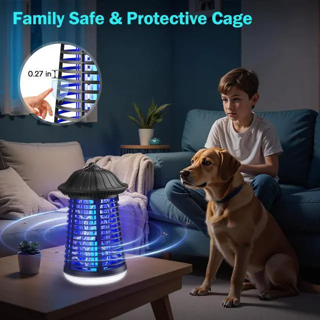 Alt view image 4 of 7 - Bug Zapper Indoor Outdoor with LED Light, Mosquito Killer Lantern, Electronic Fly Trap Insect Killer for Home, Backyard, Patio, Garden