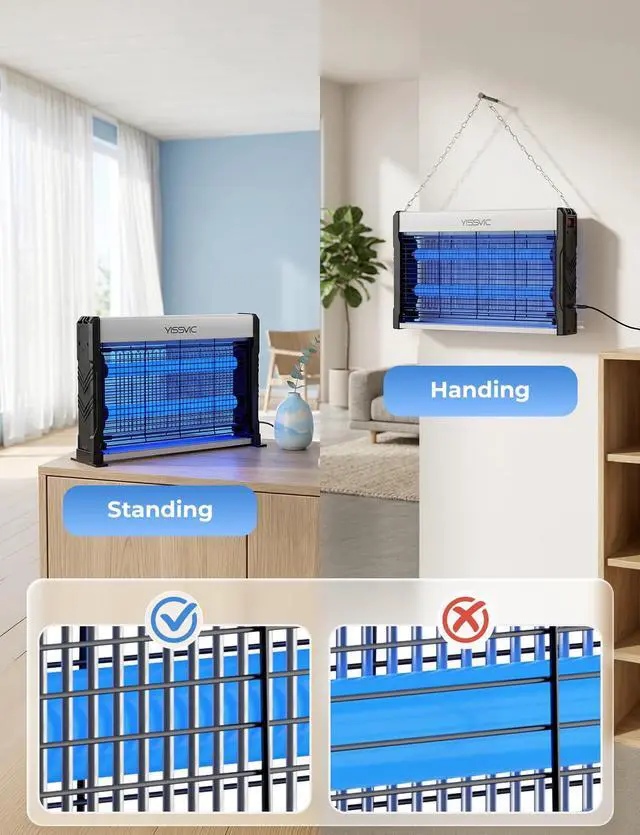 Alt view image 3 of 7 - Electric Bug Zapper, 6W LED Indoor Insect Killer, 365nm, Wall Hanging or Table Use, 6.6ft Power Cord, for Home Office