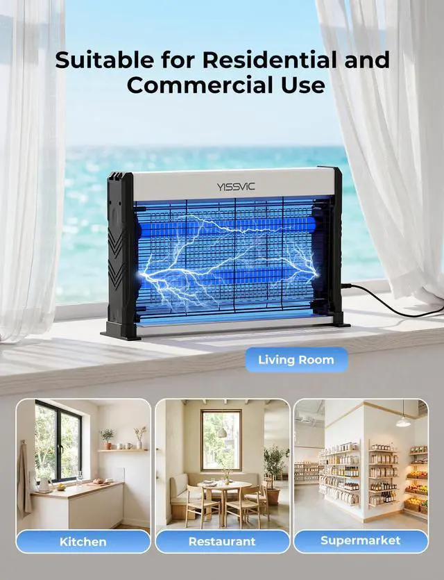 Alt view image 7 of 7 - Electric Bug Zapper, 6W LED Indoor Insect Killer, 365nm, Wall Hanging or Table Use, 6.6ft Power Cord, for Home Office