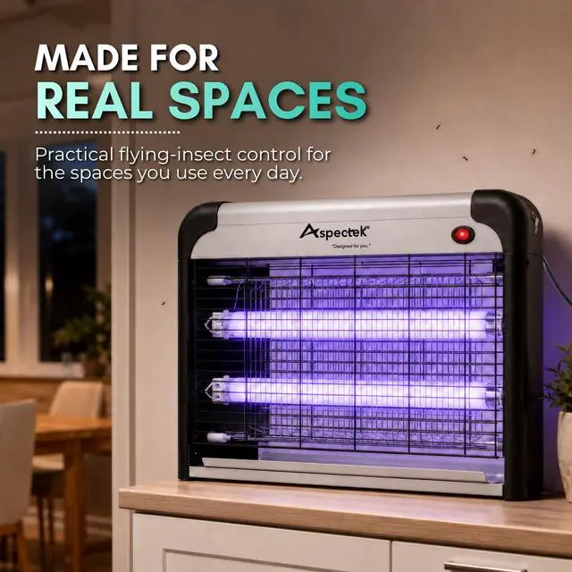 Alt view image 2 of 7 - Electric Bug Zapper, 20W UV Bulbs, High Voltage Mosquito, Fly and Moth Killer, Indoor and Covered Outdoor Insect Control for Gnat and Fruit Flies, Easy-Mount Design with Hanging Chain