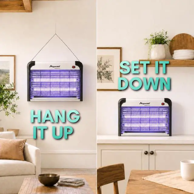 Alt view image 5 of 7 - Electric Bug Zapper, 20W UV Bulbs, High Voltage Mosquito, Fly and Moth Killer, Indoor and Covered Outdoor Insect Control for Gnat and Fruit Flies, Easy-Mount Design with Hanging Chain
