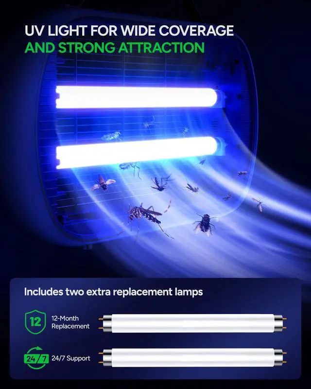 Alt view image 3 of 6 - Bug Zapper Indoor for 5000 Sq. Ft., 20W Instant Electric Mosquito Zapper, High-Voltage Fly Zapper, Fruit Fly Traps Fly Killer -MA015