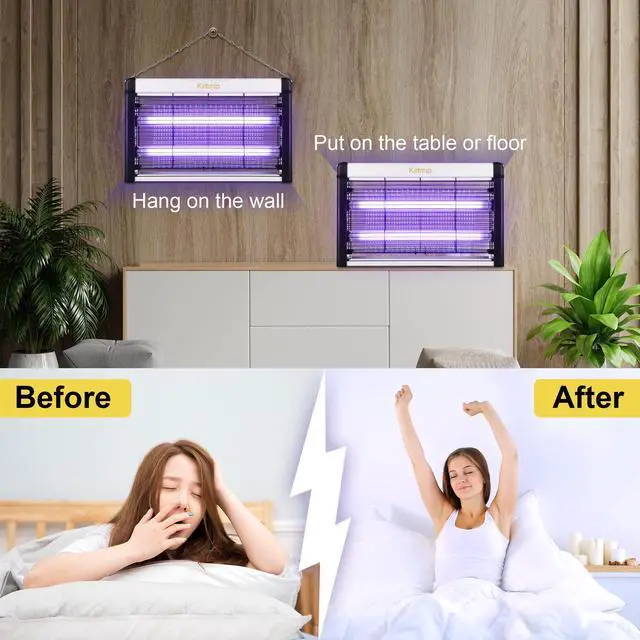 Alt view image 5 of 7 - 2 Pack 20W Indoor Bug Zapper with 2800V Grid (4 Bulbs)