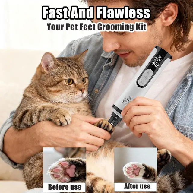 Alt view image 2 of 7 - Silent Pets Nail Grinder with 2 Lights and 3 Speeds,Cordless Nail Trimmers