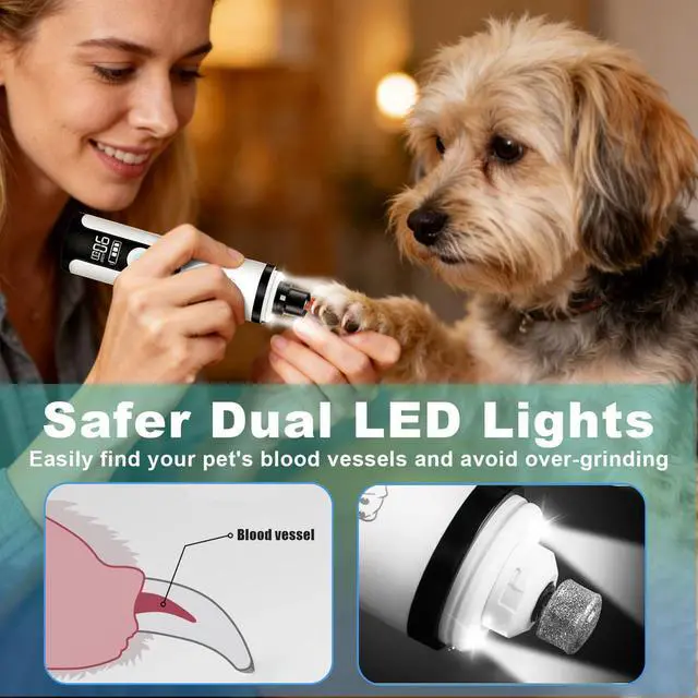 Alt view image 4 of 7 - Silent Pets Nail Grinder with 2 Lights and 3 Speeds,Cordless Nail Trimmers