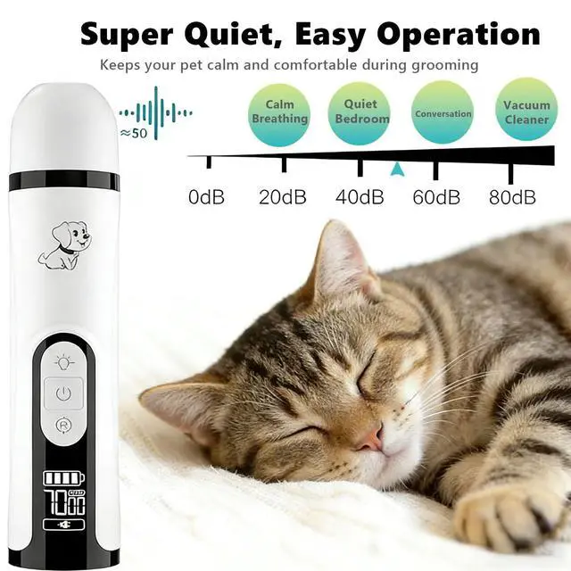 Alt view image 5 of 7 - Silent Pets Nail Grinder with 2 Lights and 3 Speeds,Cordless Nail Trimmers