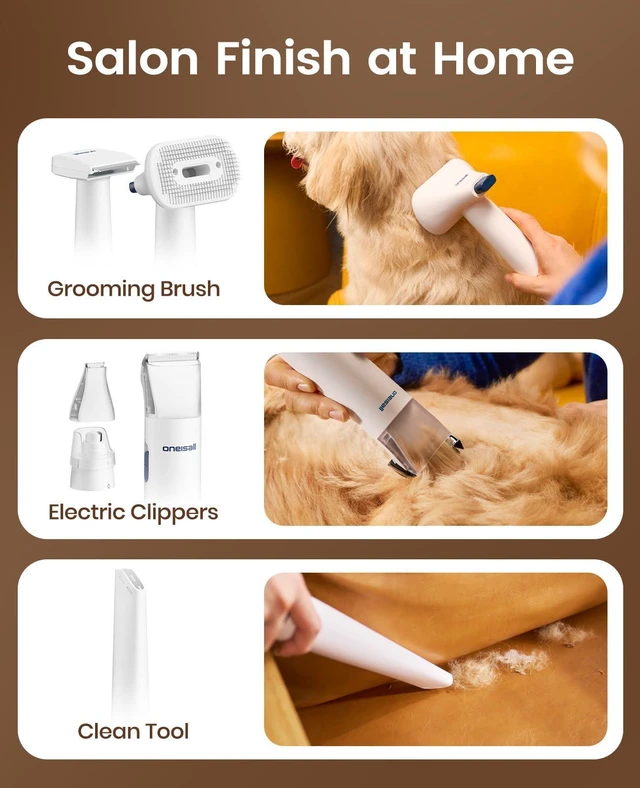 Alt view image 7 of 7 - Dog Grooming Vacuum Kit with 6 Tools