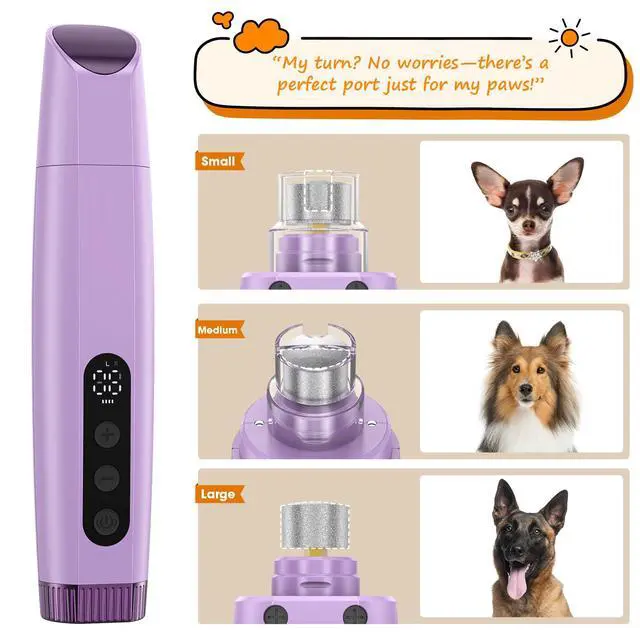 Alt view image 7 of 7 - Dog Nail Grinder with LED Light, 6-Speed Quiet Electric Pet Nail Trimmers, Forward/Reverse, Powerful No-Stall Motor, 2000mAh Battery 8H Runtime, Dust Capture with Nail Clippers for Dogs & Cats