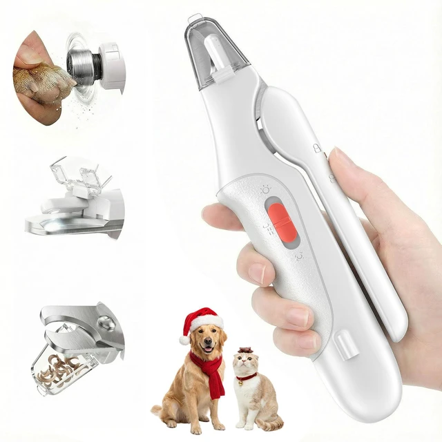 Main image of 2-in-1 Dog & Cat Nail Clippers and Grinder with Catcher & 2 LED Lights | Stainless Steel Blade, Safety Guard, Type-C Rechargeable Low-Noise Grinder for Small, Medium & Large Pets