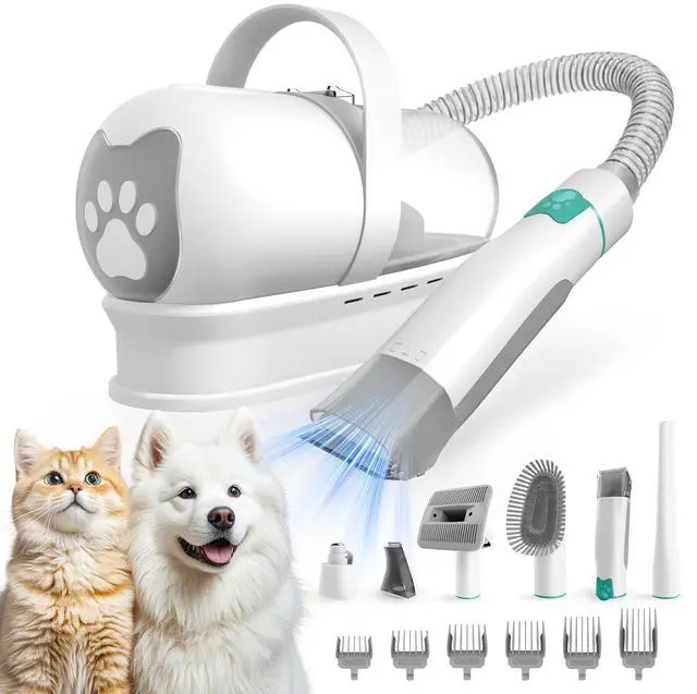 Main image of Dog Grooming Kit, Pet Grooming Vacuum with Pet Clipper Nail Grinder, Dog Hair Vacuum with 6 Pet Grooming Tools for Dogs Cats Shedding Grooming