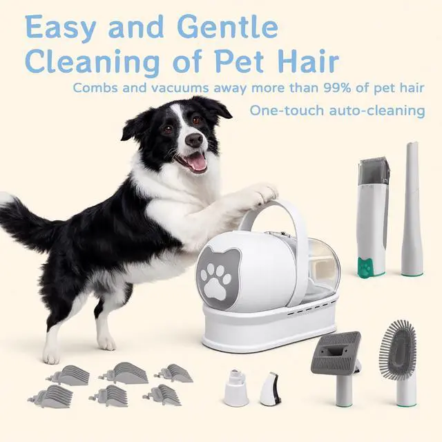 Alt view image 2 of 7 - Dog Grooming Kit, Pet Grooming Vacuum with Pet Clipper Nail Grinder, Dog Hair Vacuum with 6 Pet Grooming Tools for Dogs Cats Shedding Grooming
