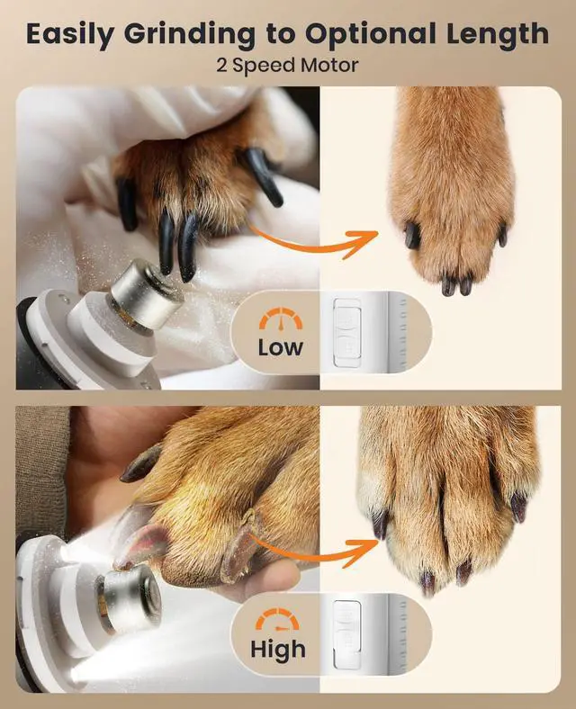 Alt view image 7 of 7 - 2 in 1 Dog Nail Grinder & Paw Trimmer Kit, 2 LED Lights