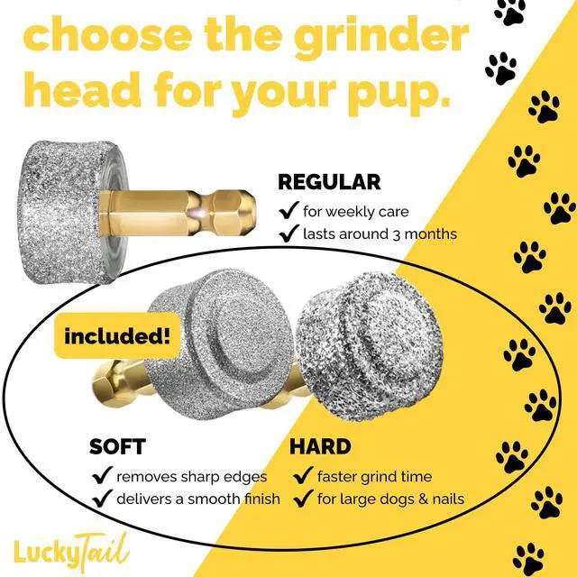 Alt view image 2 of 7 - Dog Nail Grinder - Hard & Soft Replacement Heads - Small & Large Dogs - Premium Quality - Diamond Tip Drill Bit - Professional Dog Nail Trimmers - Grooming Tool kit - 2 Pack