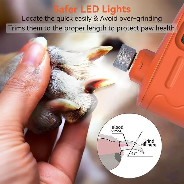 Alt view image 4 of 7 - Dog Nail Grinder Quiet,Dog Nail Trimmers with Light, Pro Pet Nail Grinder